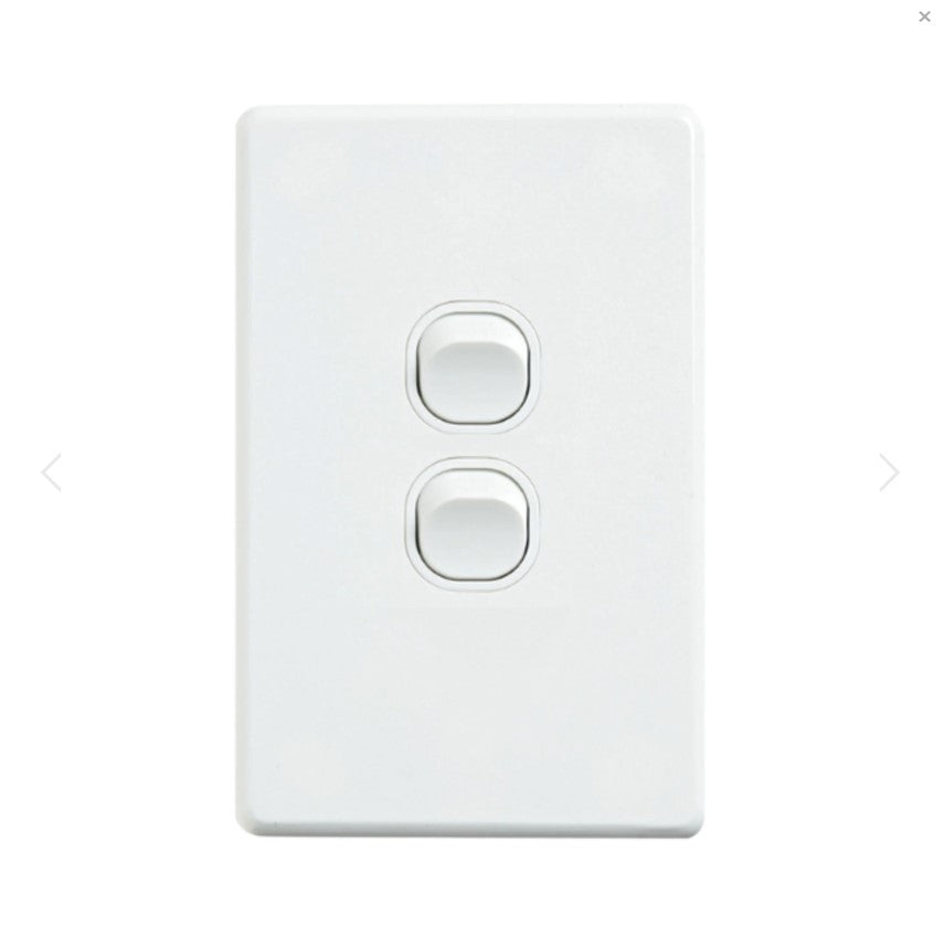 2 Gang Double Light Switch White Color - Single Pc