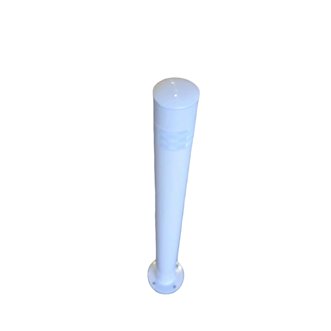 900mm x 76mm Surface Mounted White Bollard with 4 Bolts