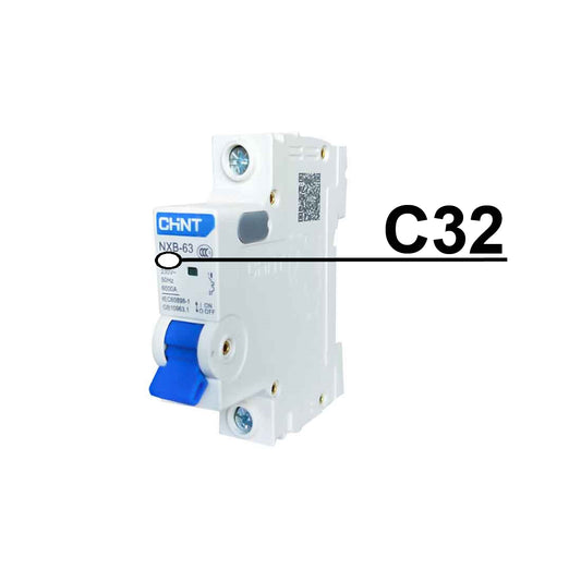 Chint AC MCB/Miniature Circuit Breaker, 1P/1 Pole, 6KA, C Curve, 32A