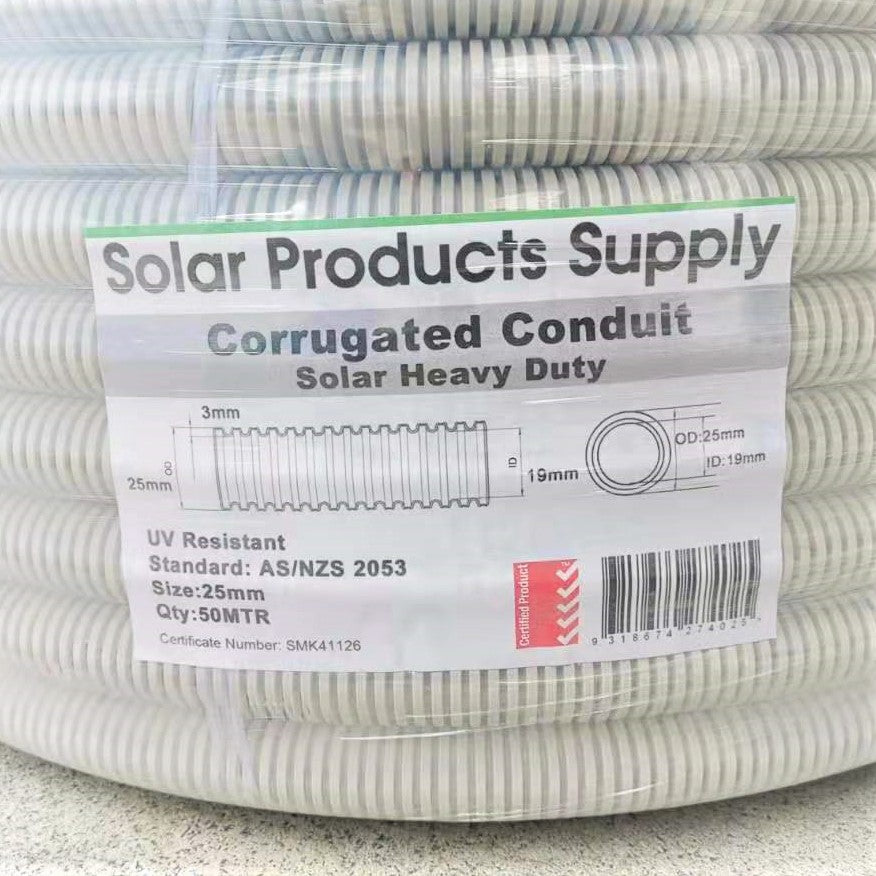 Solar Corrugated Conduit 25mm - Roll of 50 Metres