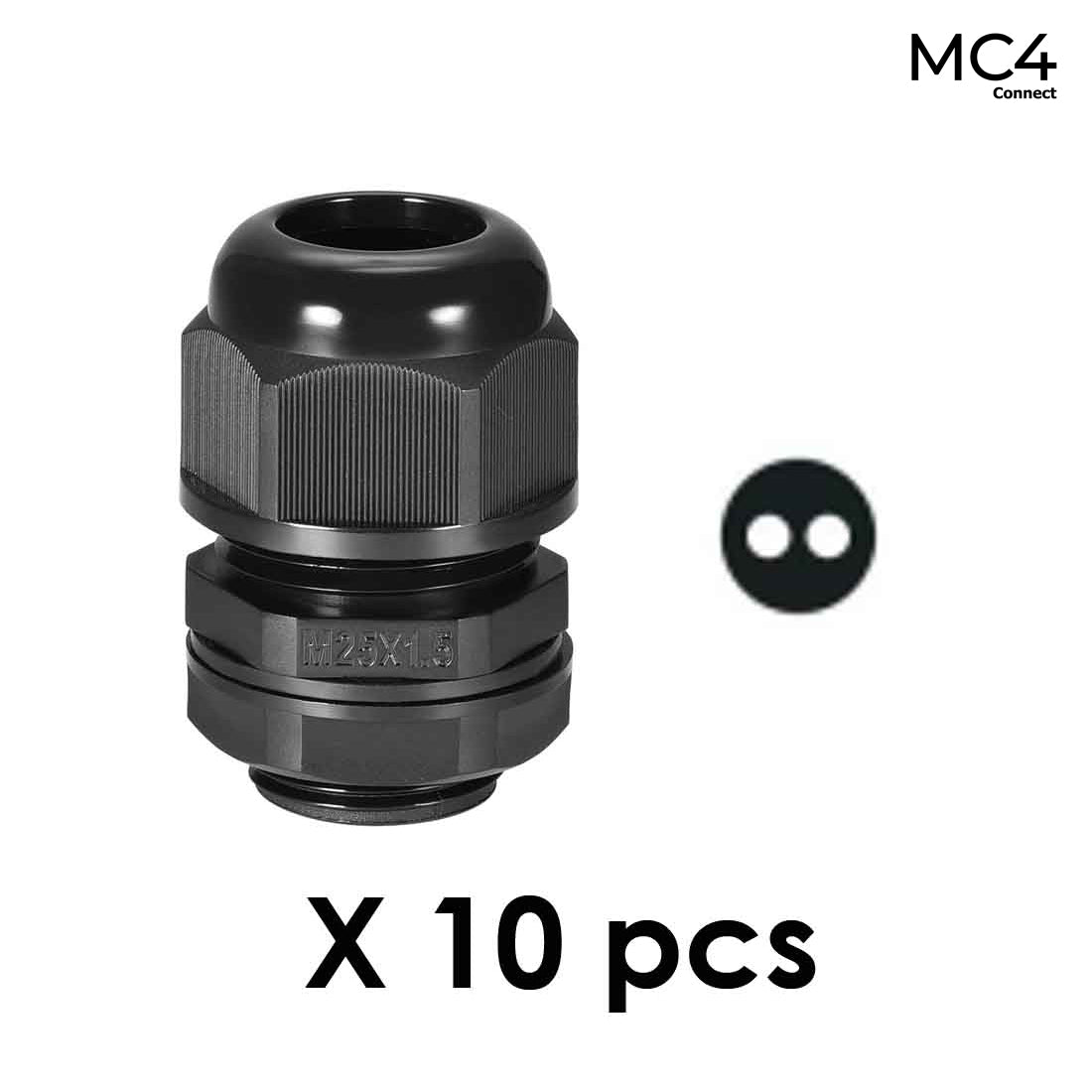 M25 Nylon Cable Gland 2 Holes M25-H2 - 1 Pack of 10 pcs